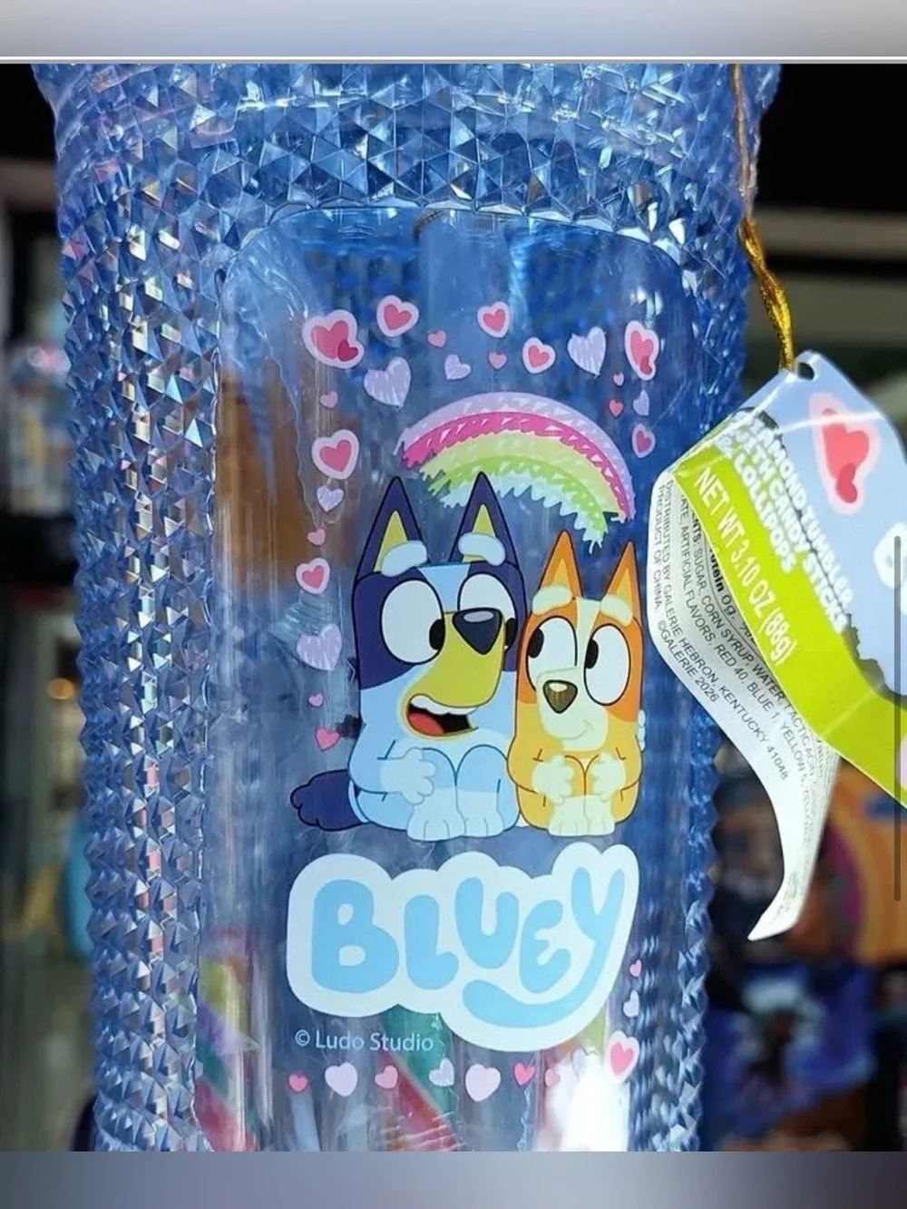 Bluey Tumbler graphics of bluey and bingo
